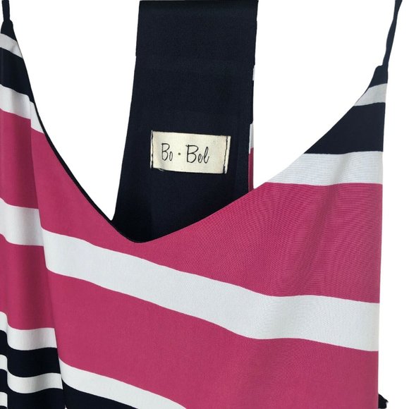 Bo Bel Multicolored Striped Dress Halter Tank Summer Style Lined Size M - Picture 2 of 6